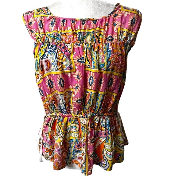 Rachel Zoe Tops - Rachel Zoe Womens colorful Paisley Sleeveless Blouse Pink Yellow small NWT